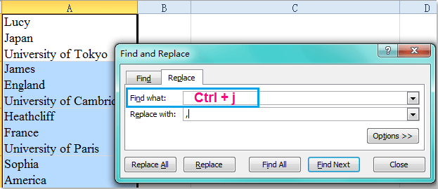 excel replace carriage return with space